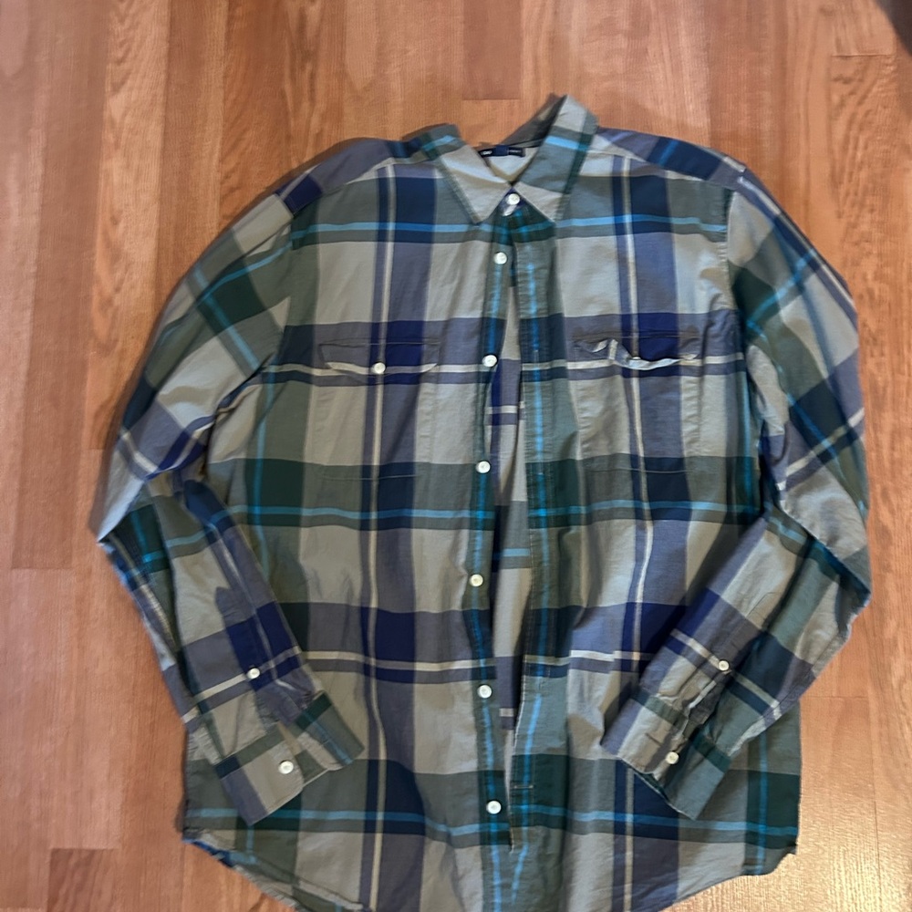 Gap Men’s  Blue & Green Plaid Shirt